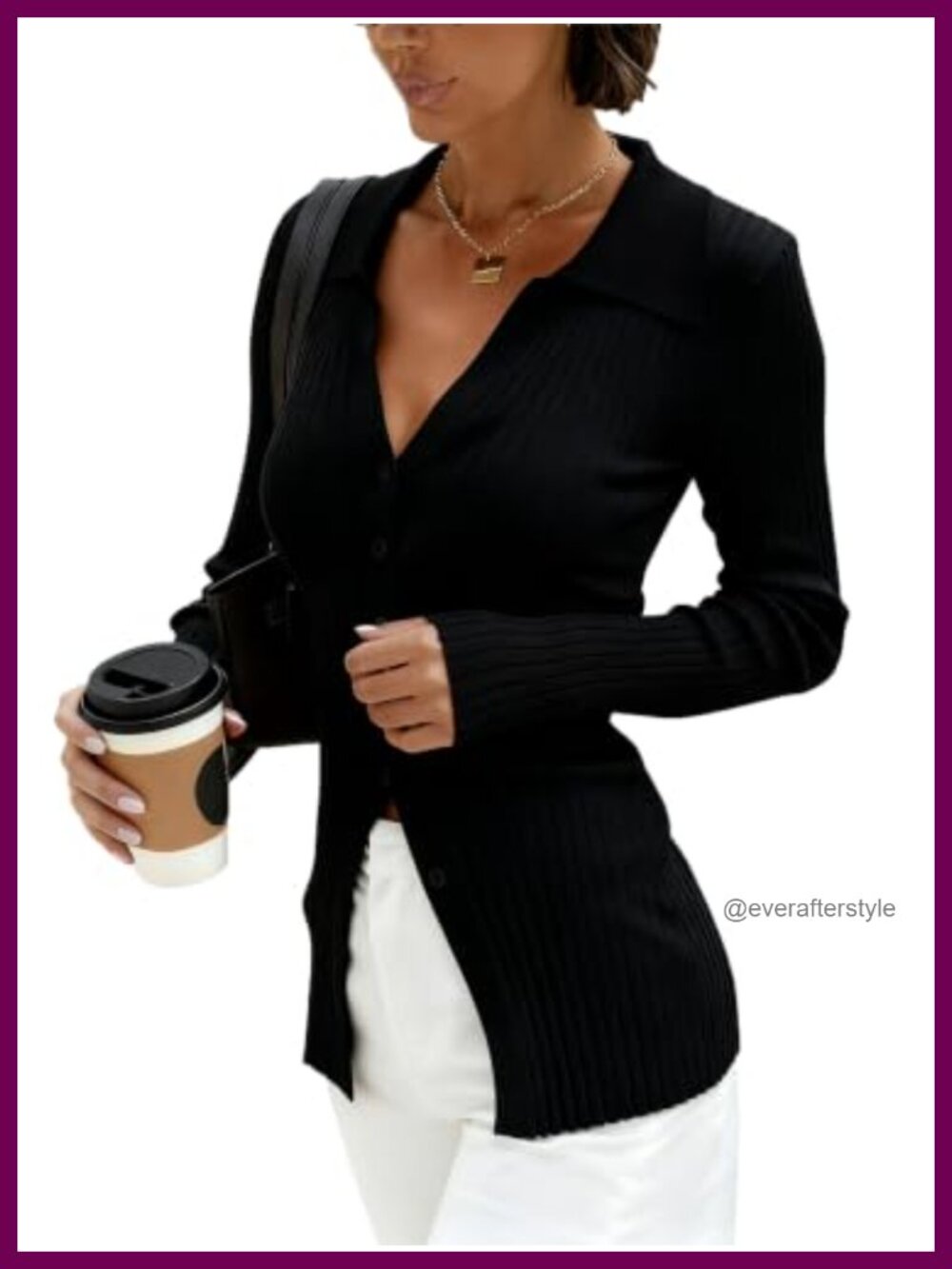 Knit Collared Button Up Sweater Cinched Waist Cardigan
